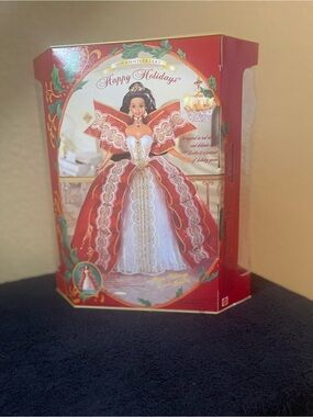 Mattel Happy Holidays Barbie Doll Red & White Festive Gown